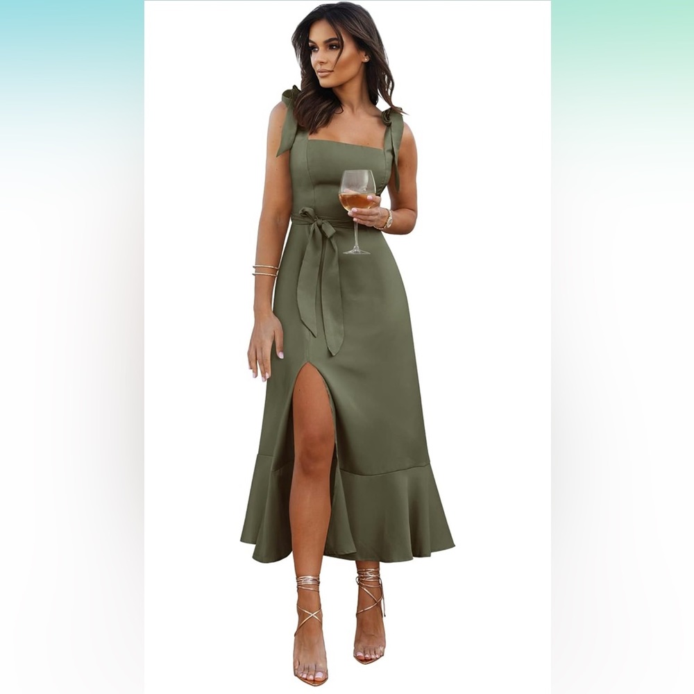 Satin Green Dress